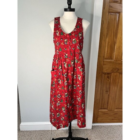 Vintage R J Stevens Christmas Dress SZ 6P Bears Teacher Holiday 80s - Picture 1 of 8